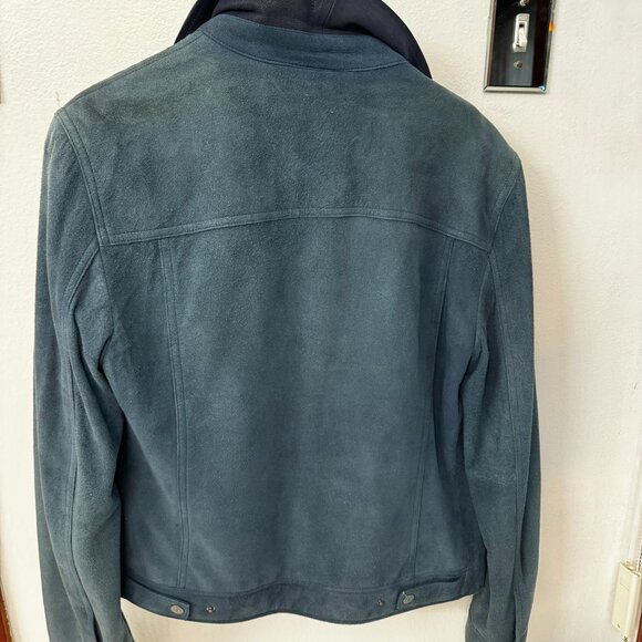 JOHN VARVATOS TEAL Suede Trucker Jacket NWT in sz. 46 MSRP $1898 - Picture 10 of 10